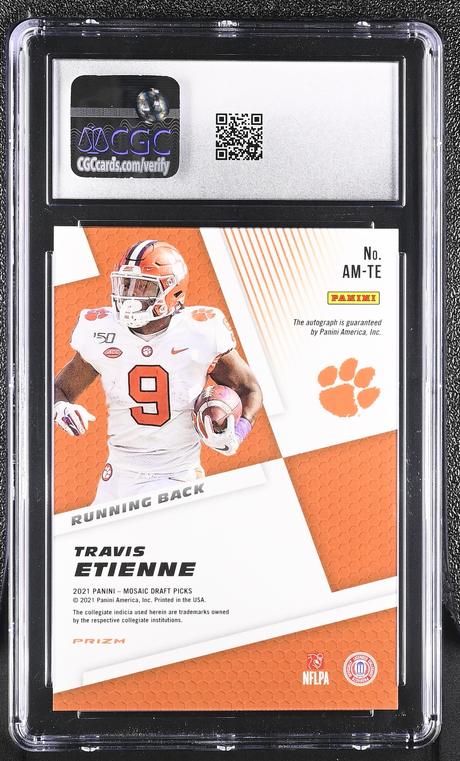 Travis Etienne RC 2021 Panini Mosaic Draft Rookie Auto CGC 10-2