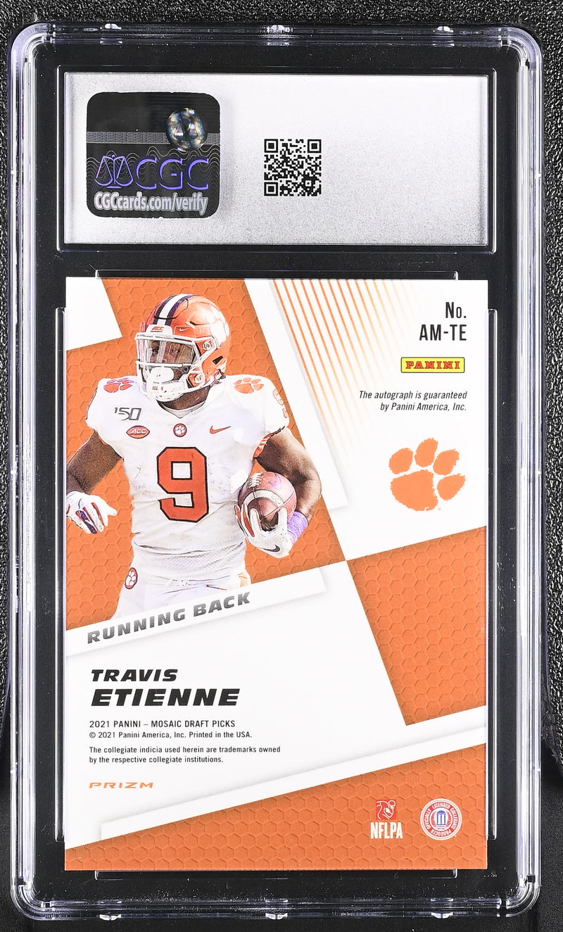 Travis Etienne RC 2021 Panini Mosaic Draft Rookie Auto CGC 10-2