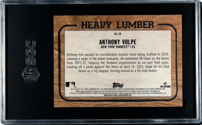 Anthony Volpe RC 2023 Topps Heavy Lumber Rookie SSP SGC 10-2