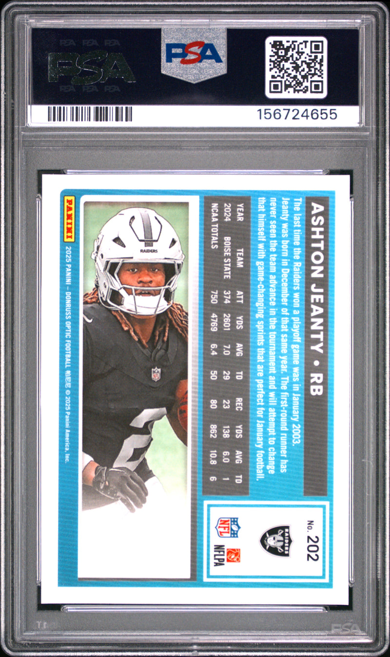 Ashton Jeanty RC 2025 Donruss Optic Rated Rookie #202 PSA 10-2