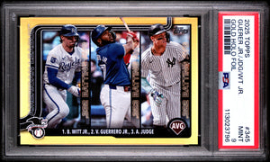 Guerrero Jr Judge Witt Jr 2025 Topps Gold Holo Foil American League Leaders SP 25/50 PSA 9