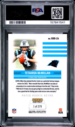 Tetairoa Mcmillan RC 2025 Panini Instant Retro Rated Rookie SP /279 PSA 10-2