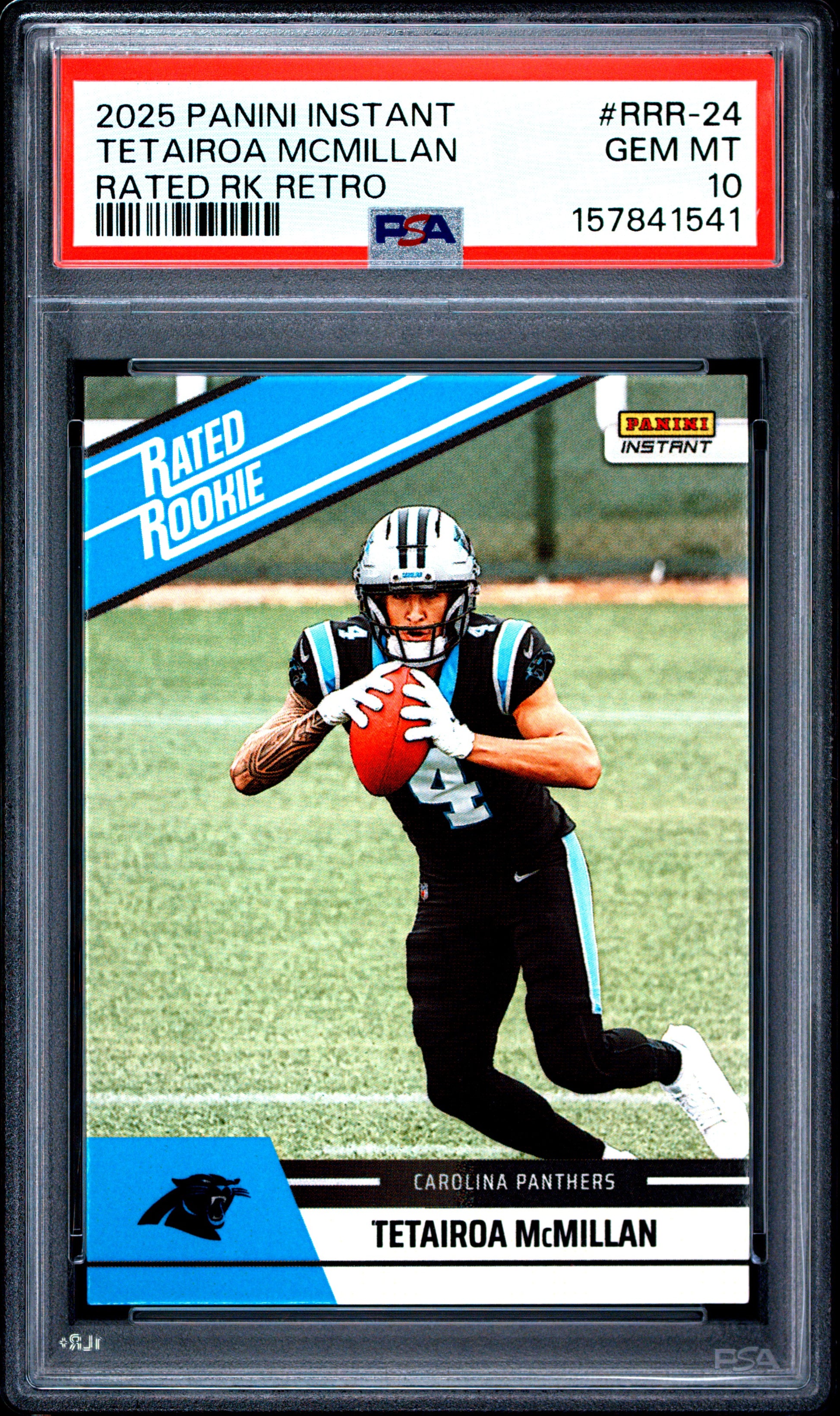 Tetairoa Mcmillan RC 2025 Panini Instant Retro Rated Rookie SP /279 PSA 10-1