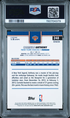 Carmelo Anthony 2025-26 Topps Chrome Refractor #248 PSA 10-2