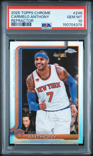 Carmelo Anthony 2025-26 Topps Chrome Refractor #248 PSA 10