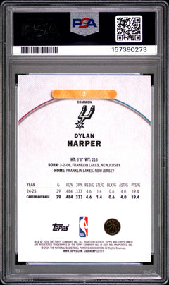 Dylan Harper RC 2025-26 Topps Finest Oil Spill Refractor Rookie #2 PSA 9-2