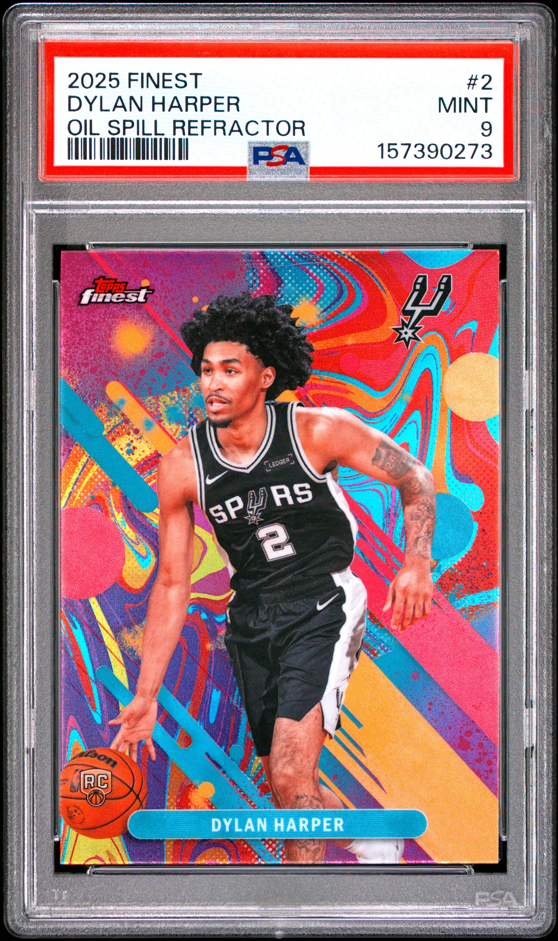 Dylan Harper RC 2025-26 Topps Finest Oil Spill Refractor Rookie #2 PSA 9
