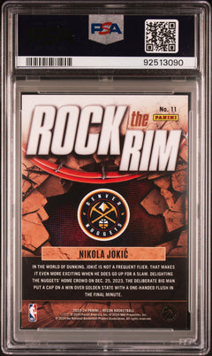 Nikola Jokic 2023-24 Panini Recon Effect Rock The Rim SP 12/25 PSA 9-2
