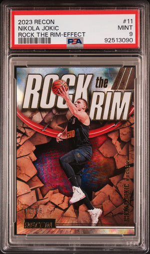 Nikola Jokic 2023-24 Panini Recon Effect Rock The Rim SP 12/25 PSA 9
