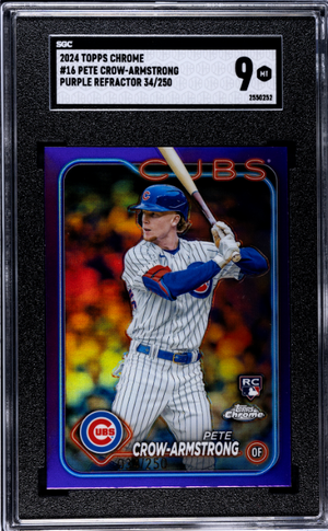 Pete Crow-Armstrong RC 2024 Topps Chrome Purple Refractor Rookie SP 34/250 SGC 9
