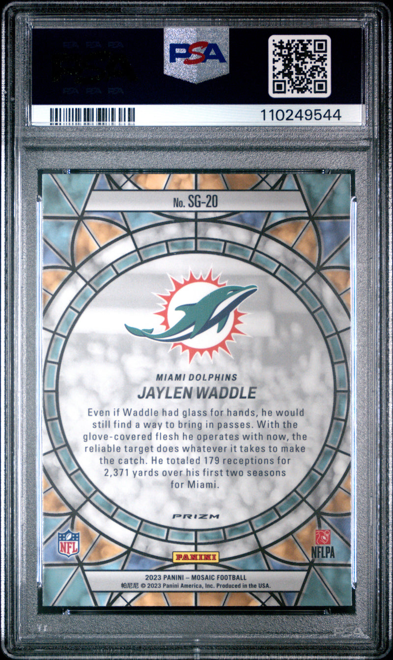 Jaylen Waddle 2023 Panini Mosaic Stained Glass SSP PSA 10-2