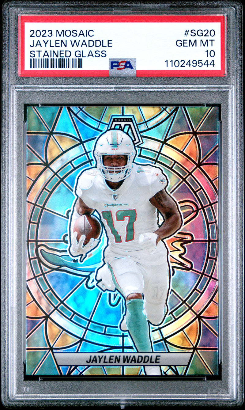 Jaylen Waddle 2023 Panini Mosaic Stained Glass SSP PSA 10-1