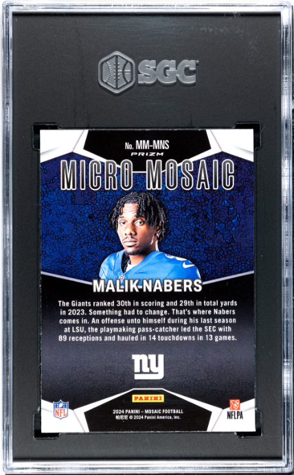 Malik Nabers RC 2024 Panini Mosaic Micro Mosaic Rookie SSP SGC 9-2