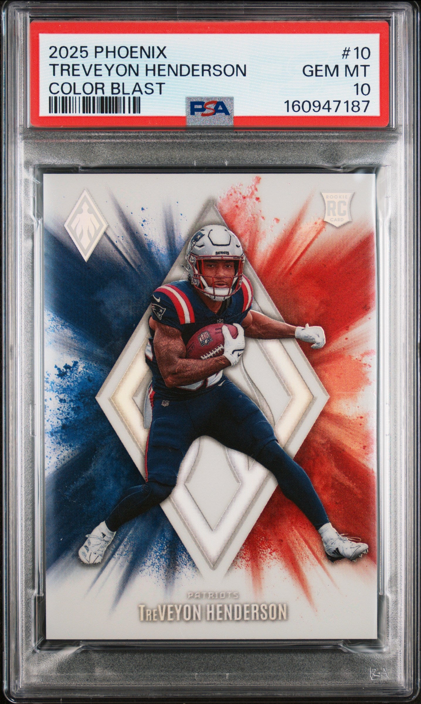 Treveyon Henderson RC 2025 Panini Phoenix Color Blast Rookie SSP #10 PSA 10