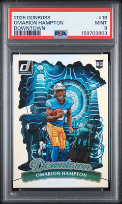 Omarion Hampton RC 2025 Donruss Downtown! Rookie SSP #16 PSA 9-1