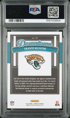 Travis Hunter RC 2025 Donruss Downtown! Rookie SSP #13 PSA 9-2
