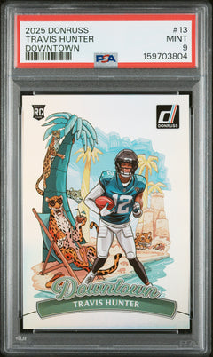 Travis Hunter RC 2025 Donruss Downtown! Rookie SSP #13 PSA 9-1