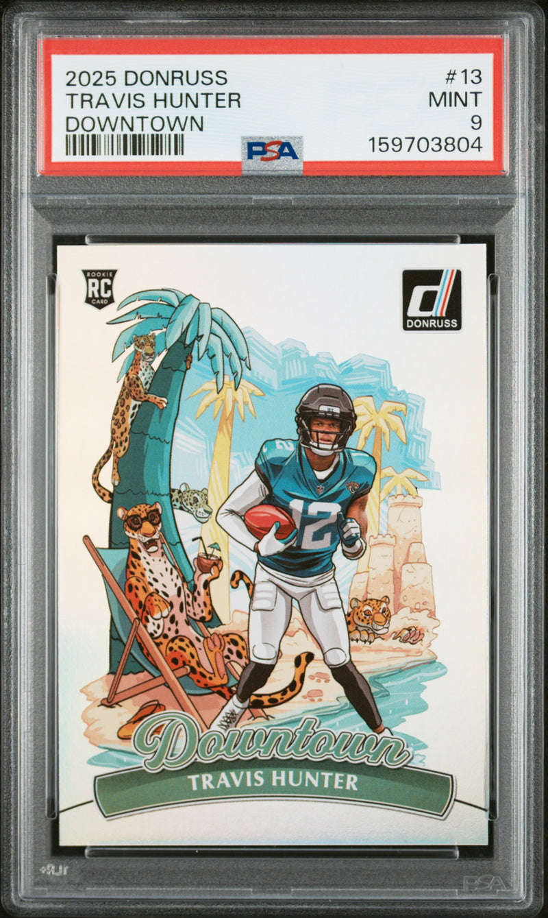 Travis Hunter RC 2025 Donruss Downtown! Rookie SSP #13 PSA 9-1