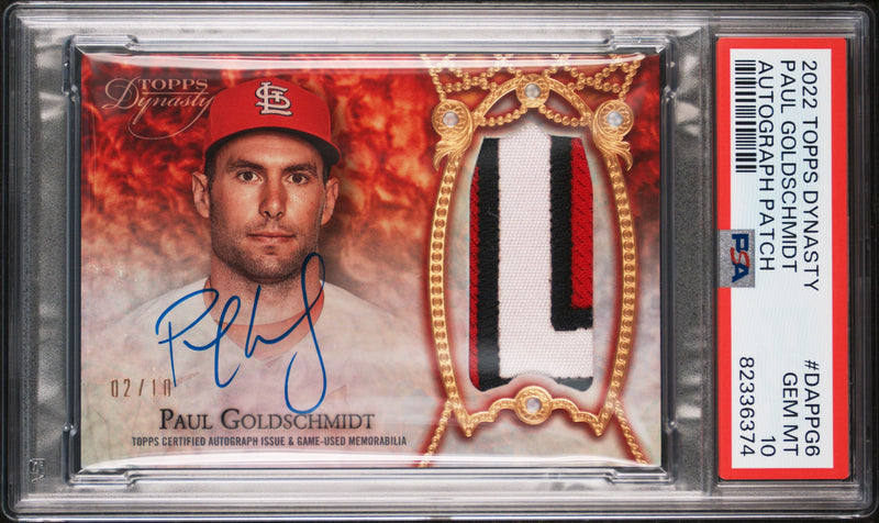 Paul Goldscmidt 2022 Topps Dynasty Game Used Patch Auto SP 2/10 PSA 10-1
