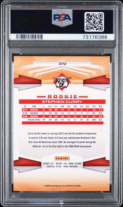 Stephen Curry RC 2009-10 Panini Rookie #372 PSA 10-2