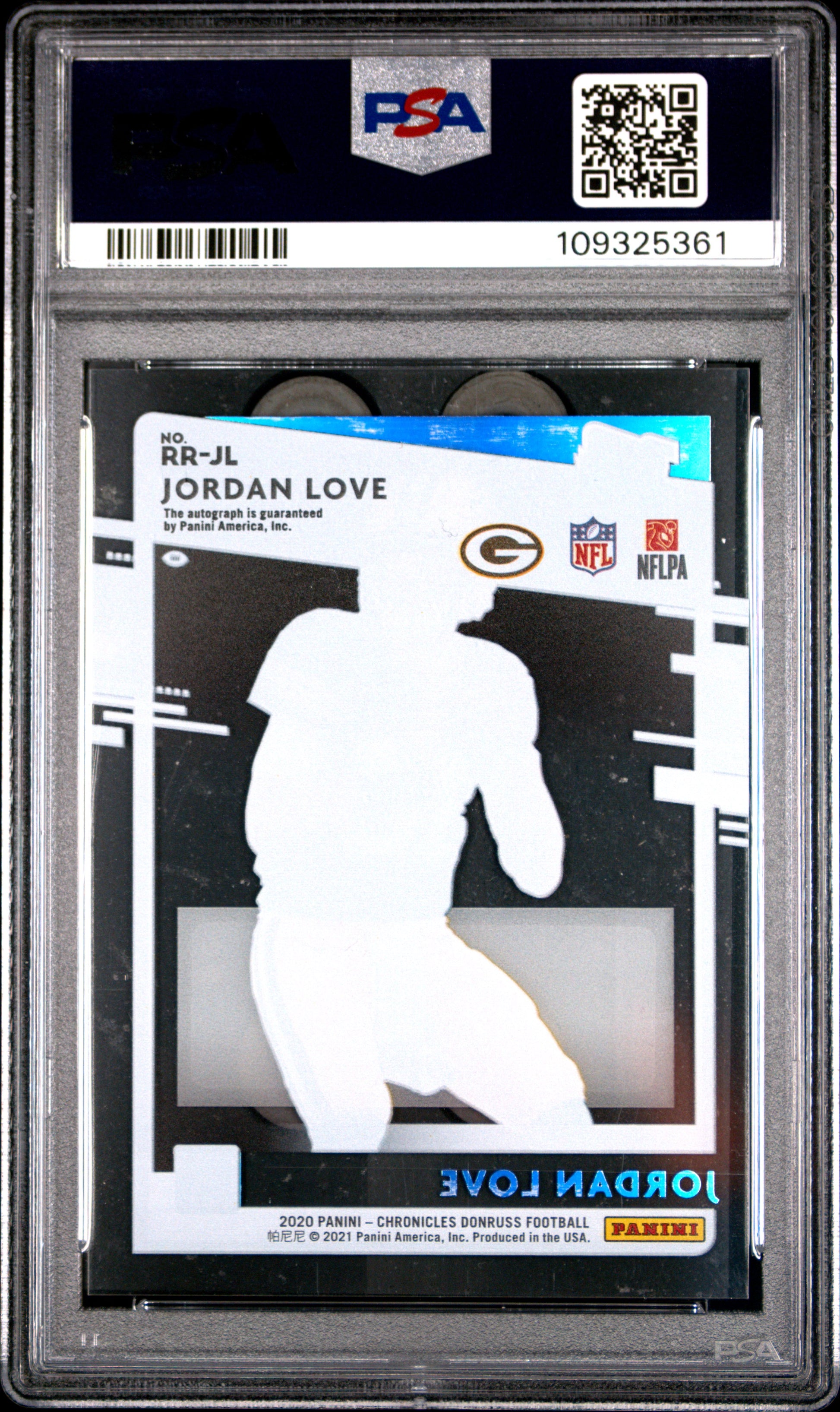 Jordan Love RC 2020 Panini Chronicles Clearly Donruss Holo Silver Rated Rookie Auto SP 4/10 PSA 9-2