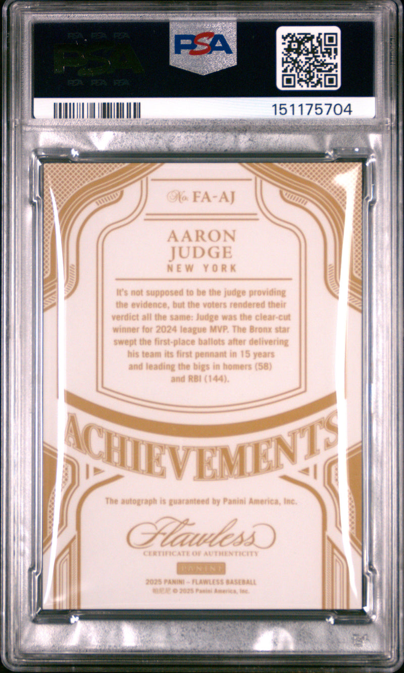Aaron Judge 2025 Flawless Blue Flawless Achievements Auto SP 9/15 PSA 9-2