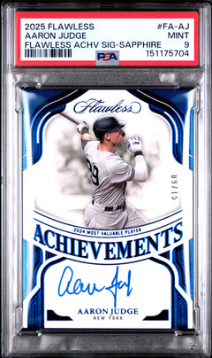Aaron Judge 2025 Flawless Blue Flawless Achievements Auto SP 9/15 PSA 9-1