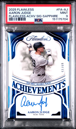 Aaron Judge 2025 Flawless Blue Flawless Achievements Auto SP 9/15 PSA 9