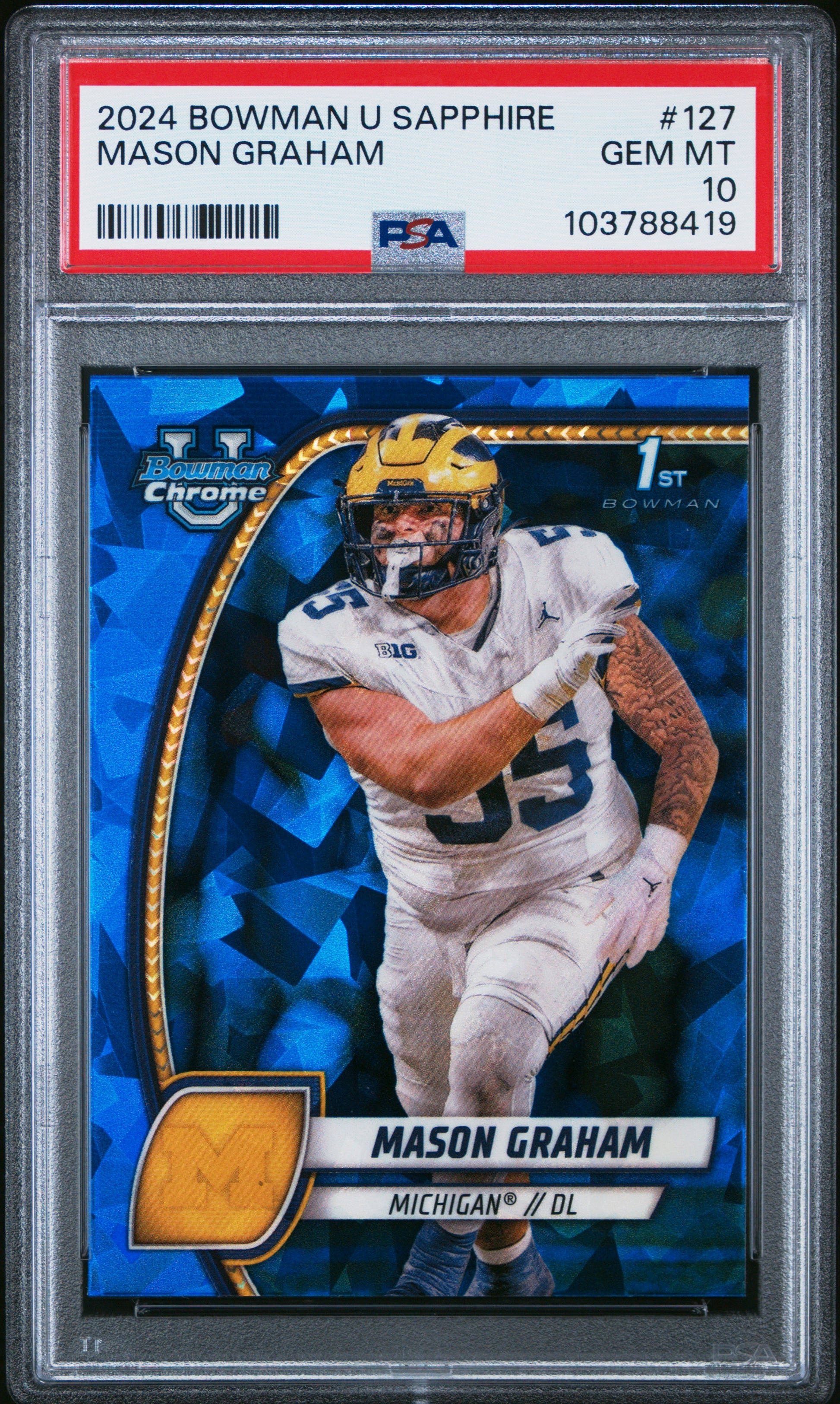 Mason Graham RC 2024 Bowman U Chrome Sapphire Rookie #127 PSA 10-1