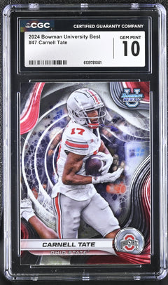 Carnell Tate RC 2024 Bowman University Best Rookie #47 CGC 10-1