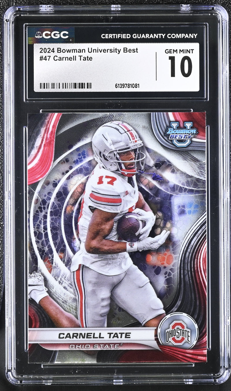 Carnell Tate RC 2024 Bowman University Best Rookie #47 CGC 10-1