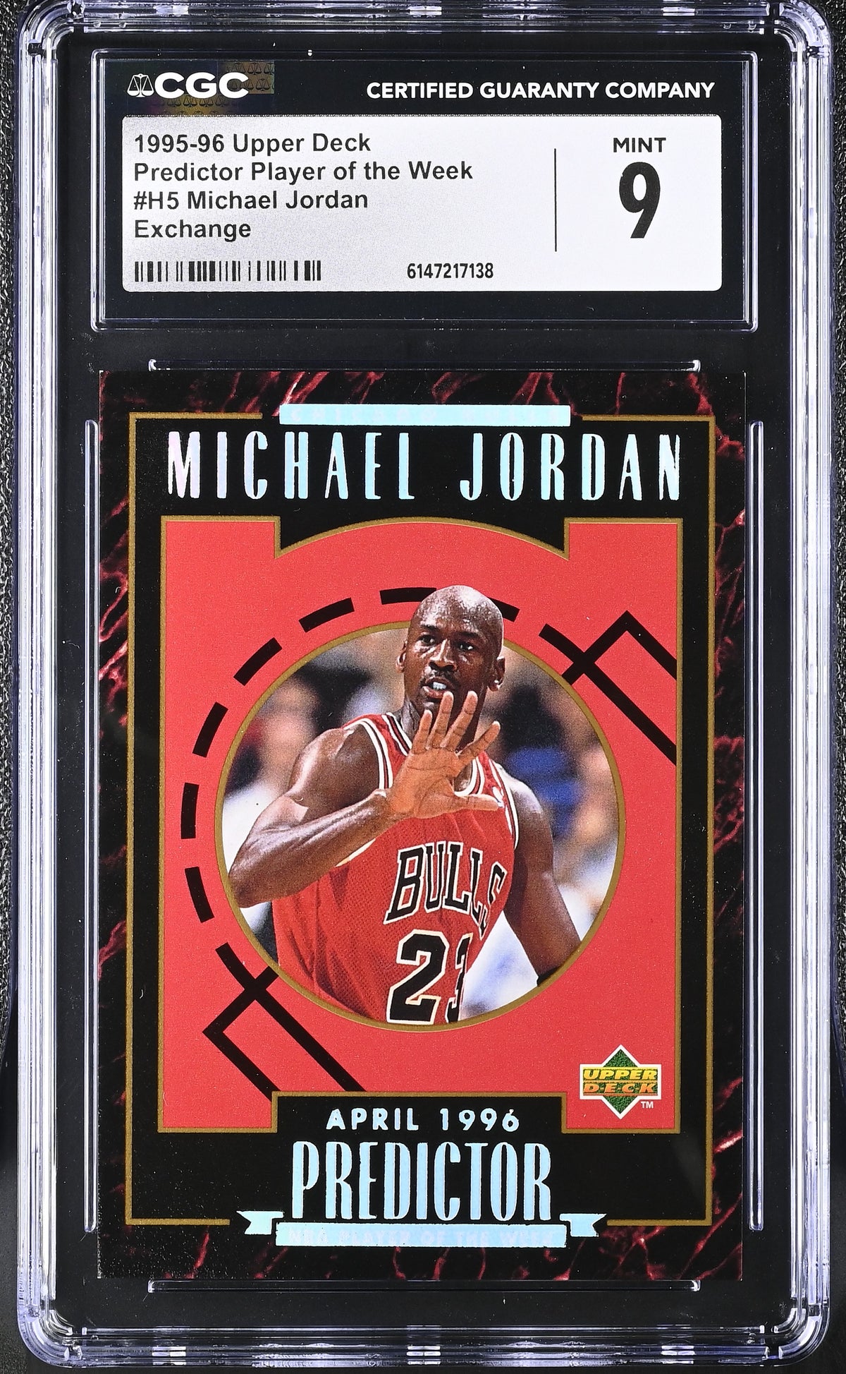 Michael Jordan 1995-96 Upper Deck Predictor Player Of The Week Exchange CGC 9