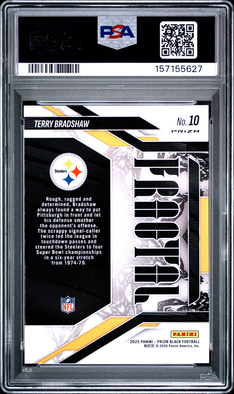 Terry Bradshaw 2025 Panini Prizm Black Silver Fractal #10 PSA 10-2