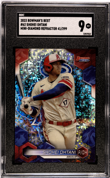Shohei Ohtani 2023 Bowman's Best Mini Diamond Refractor SP 41/299 SGC 9