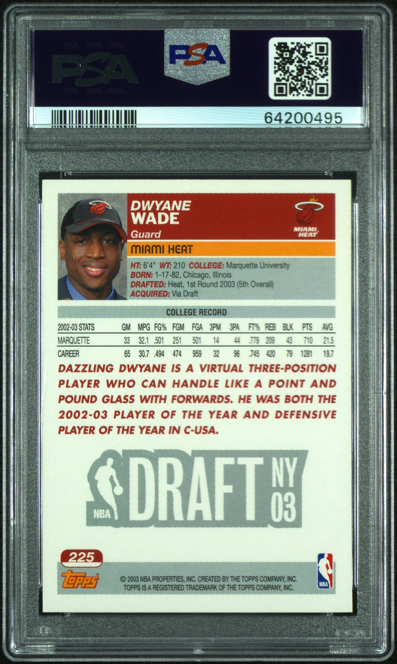 Dwyane Wade RC 2003-04 Topps 1st Edition Rookie #225 PSA 9-2