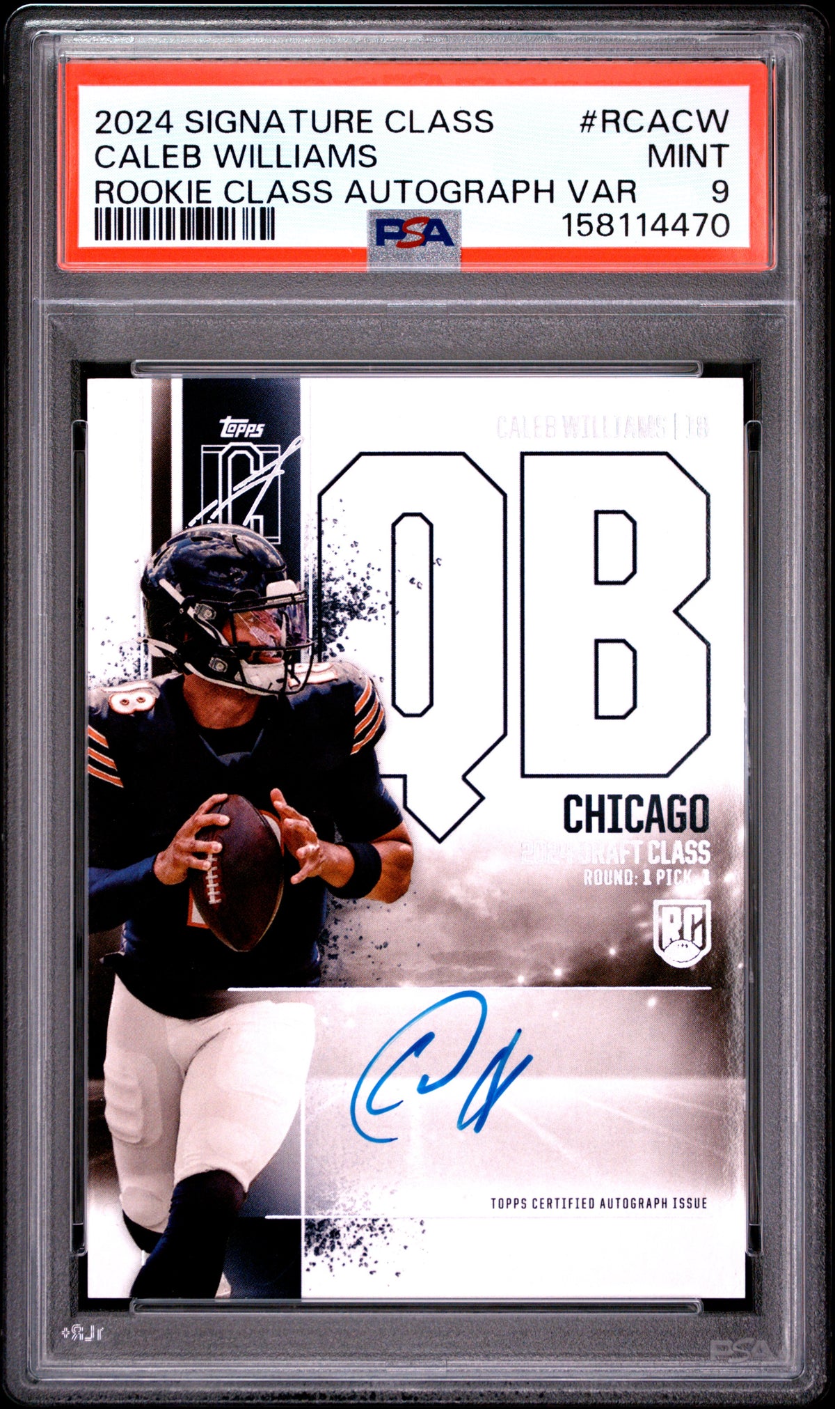 Caleb Williams RC 2024 Topps Signature Class Rookie Auto PSA 9-1