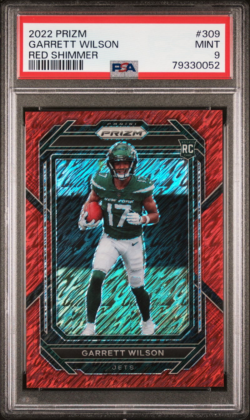 2022 Panini Prizm #309 Garrett Wilson Red Shimmer 10/35 PSA 9-1