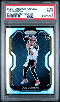 2020 Panini Chronicles Prizm Black #PB1 Joe Burrow Prizm Black-Silver PSA 9-1
