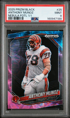 2025 Panini Prizm Black #25 Anthony Munoz Nebula Fotl 1/1 PSA 9-1