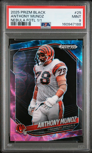2025 Panini Prizm Black #25 Anthony Munoz Nebula Fotl 1/1 PSA 9