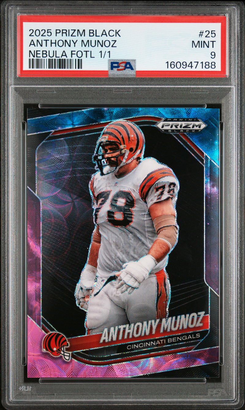 2025 Panini Prizm Black #25 Anthony Munoz Nebula Fotl 1/1 PSA 9-1