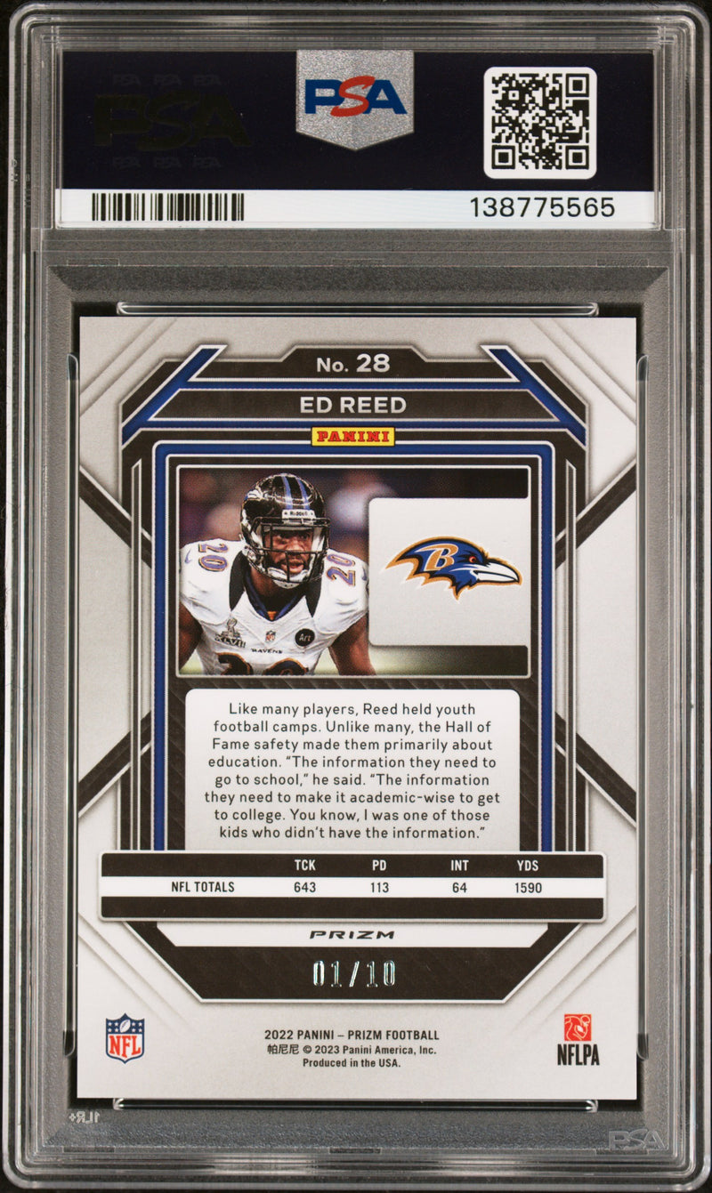 2022 Panini Prizm #28 Ed Reed Gold Prizm 1/10 PSA 9-2