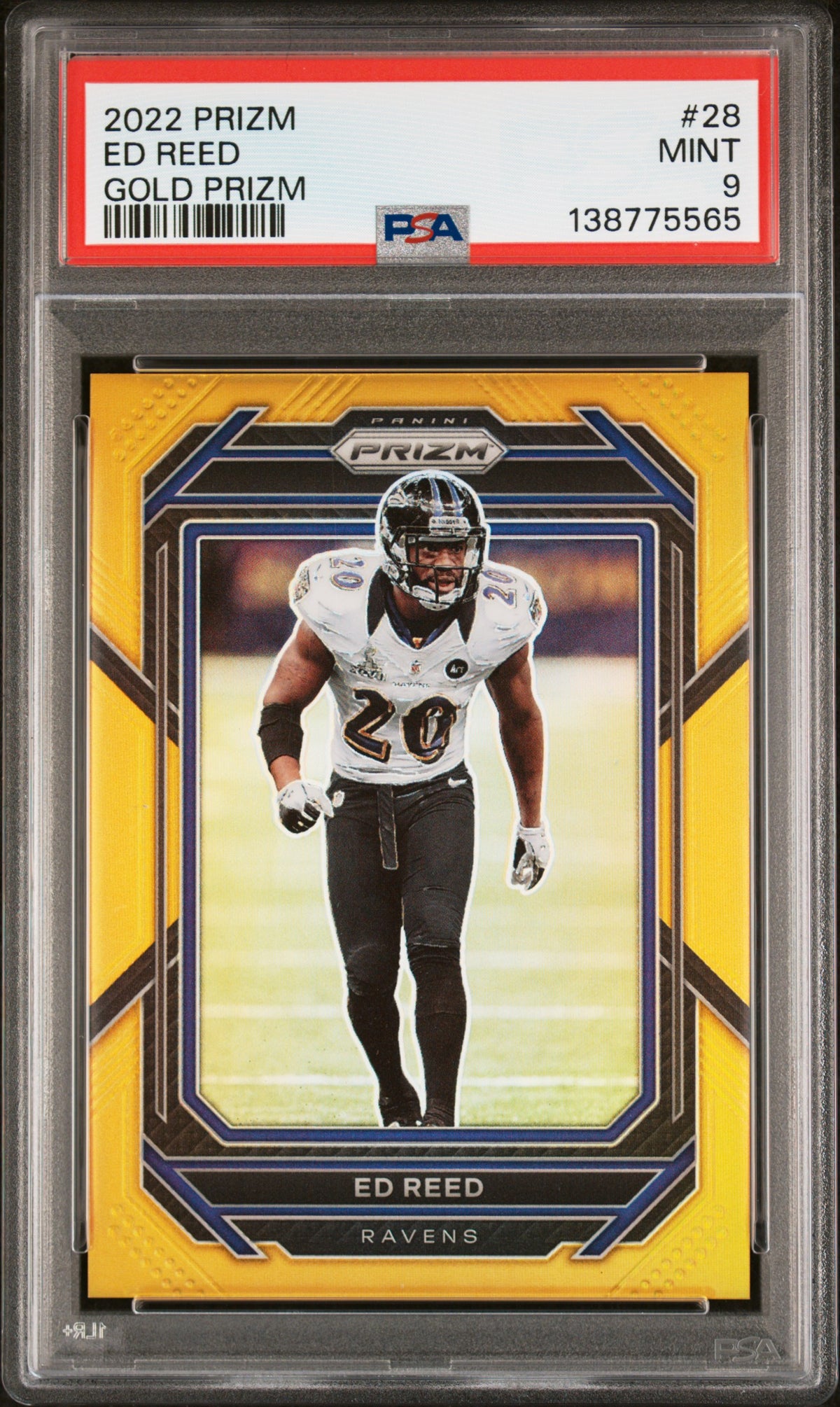 2022 Panini Prizm #28 Ed Reed Gold Prizm 1/10 PSA 9