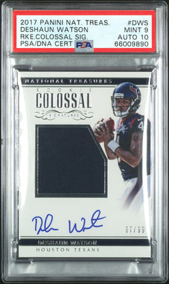 2017 Panini National Treasures Rookie Colossal Signatures #DWS Deshaun Watson Rke.Colossal Sig. 37/99 PSA 9-1