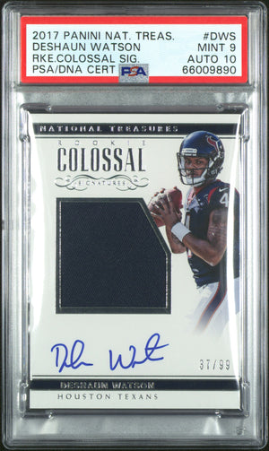 2017 Panini National Treasures Rookie Colossal Signatures #DWS Deshaun Watson Rke.Colossal Sig. 37/99 PSA 9
