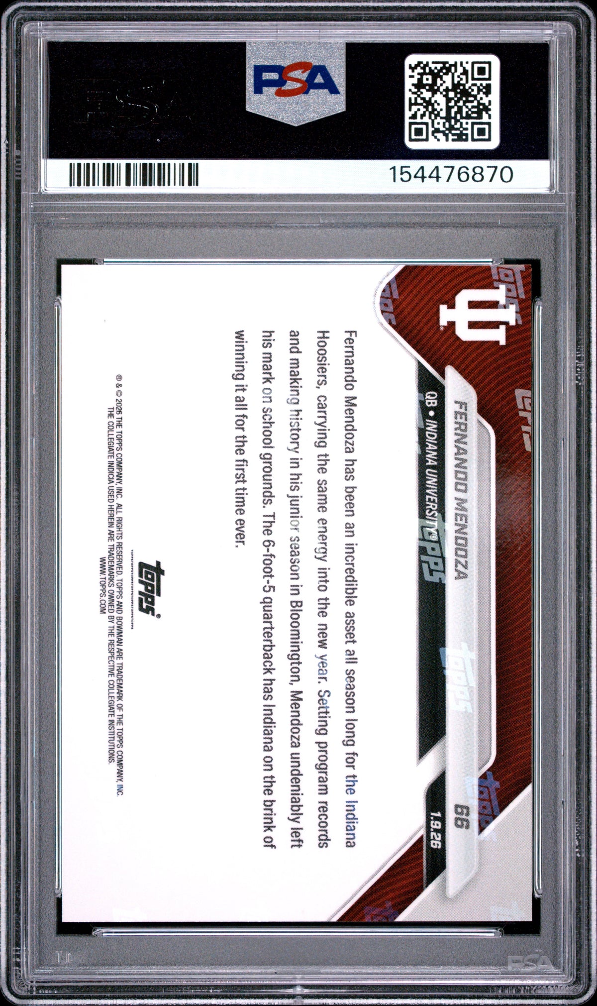 2025 Bowman U Now #66 Fernando Mendoza PSA 10-2
