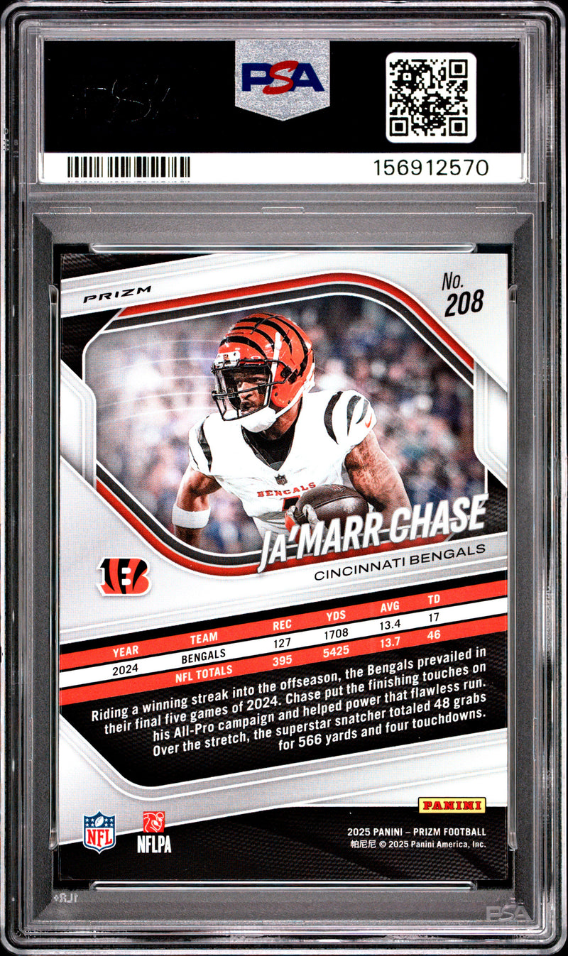2025 Panini Prizm #208 Ja'Marr Chase Silver Prizm PSA 9-2