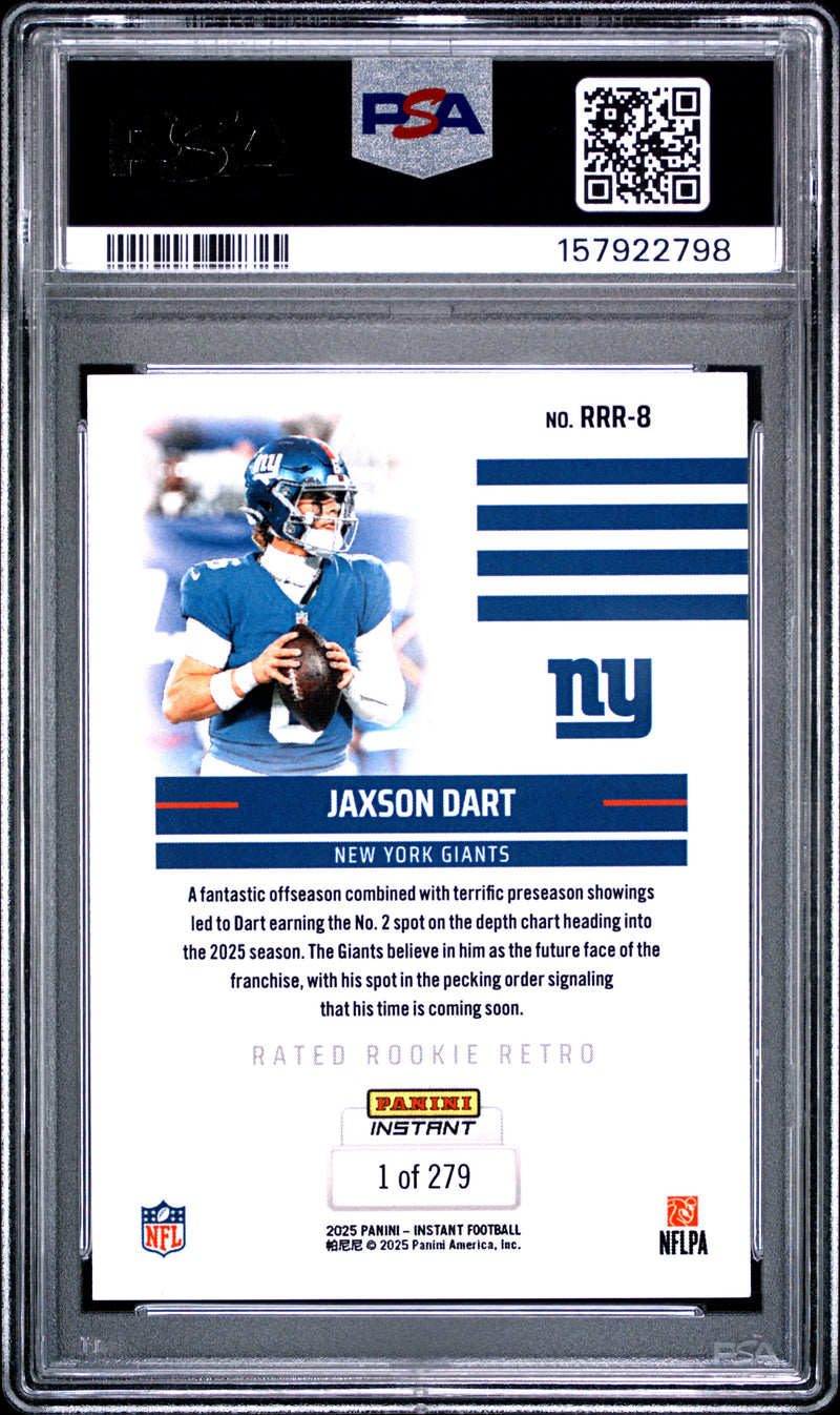 2025 Panini Instant Nfl Rated Rookie Retro #RRR-8 Jaxson Dart PSA 10-2