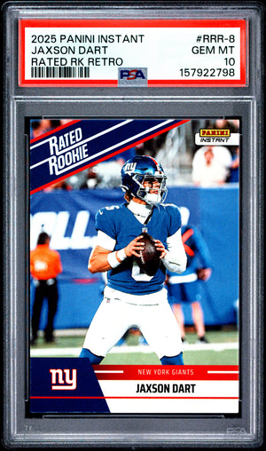2025 Panini Instant Nfl Rated Rookie Retro #RRR-8 Jaxson Dart PSA 10