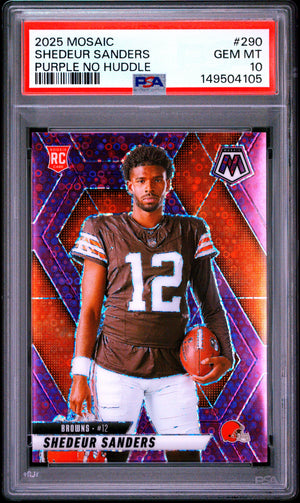 2025 Panini Mosaic #290 Shedeur Sanders Purple No Huddle 29/50 PSA 10